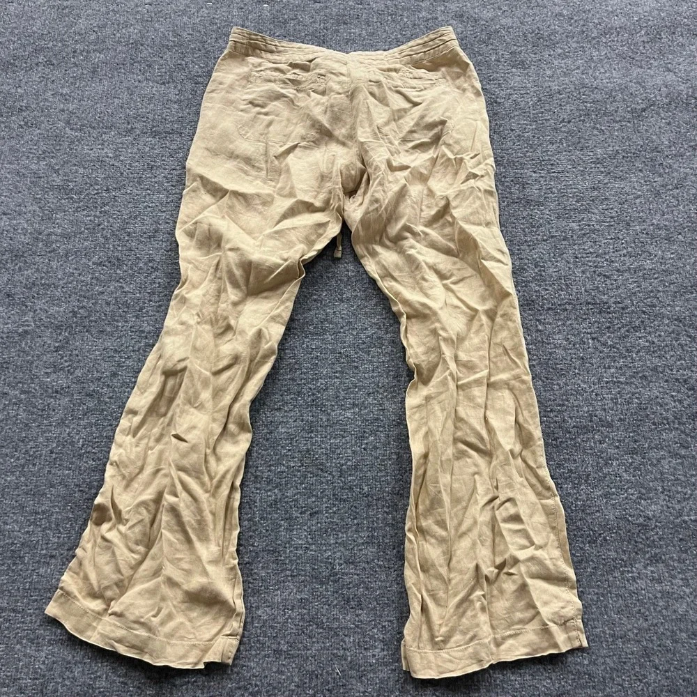 Banana Republic Pants Womens Size 6 Beige Linen Relaxed Fit Drawstring Casual
